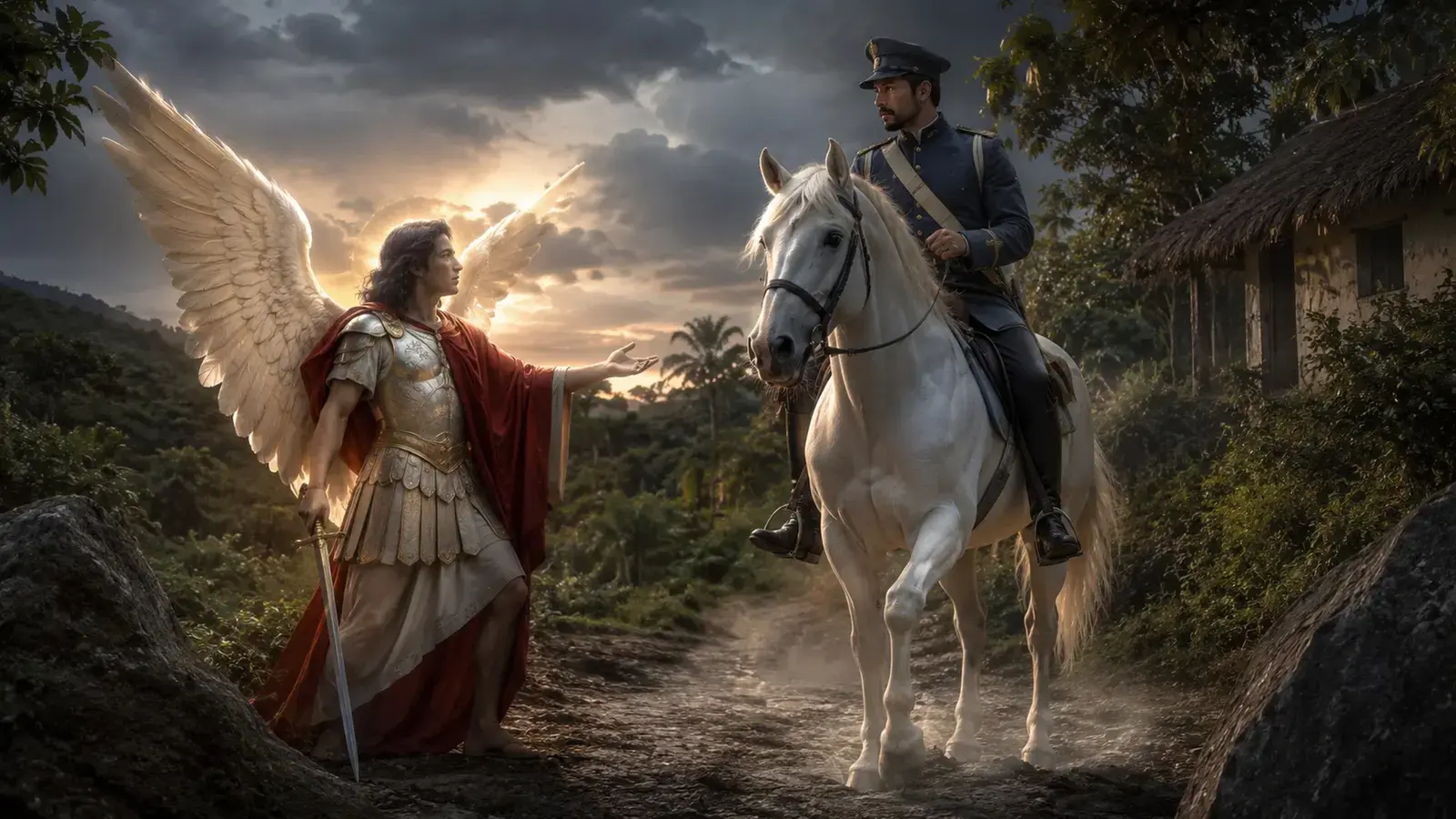 San Miguel Arcángel y el Soldado del Caballo Blanco