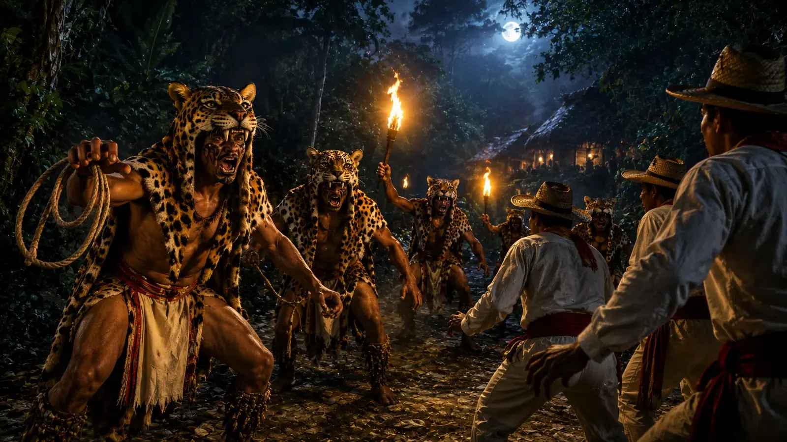 Los Hombres Vestidos Con Pieles de Jaguar